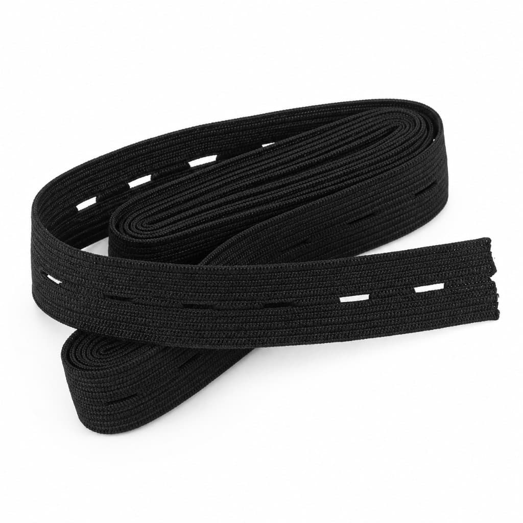 Woven button-hole kaj elastic tape by Jain Narrow Fabrics