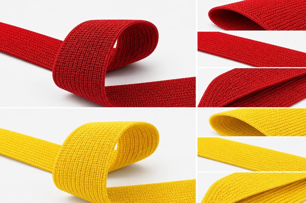 Red and yellow woven elastic tape