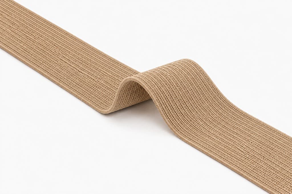 Beige woven shoe elastic tape